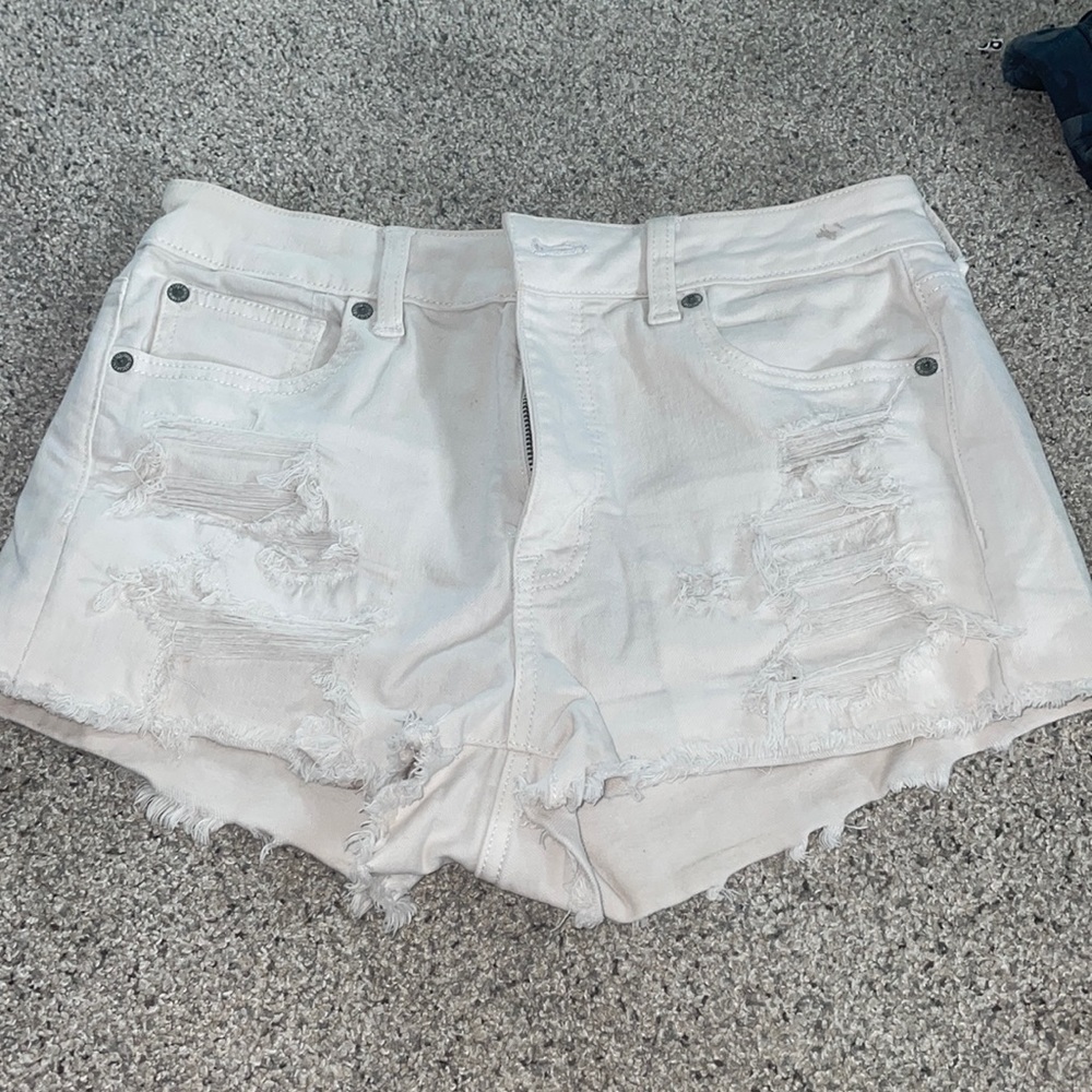 American eagle white distressed jean shorts